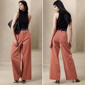 Banana Republic Rivoli Relaxed Corduroy Pants Size 10 High Rise Pleated Wide Leg